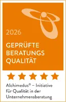 Geprüfte Beratungsqualität 2026 bei Alchimedus - Initiative für Qualität in der Unternehmensberatung